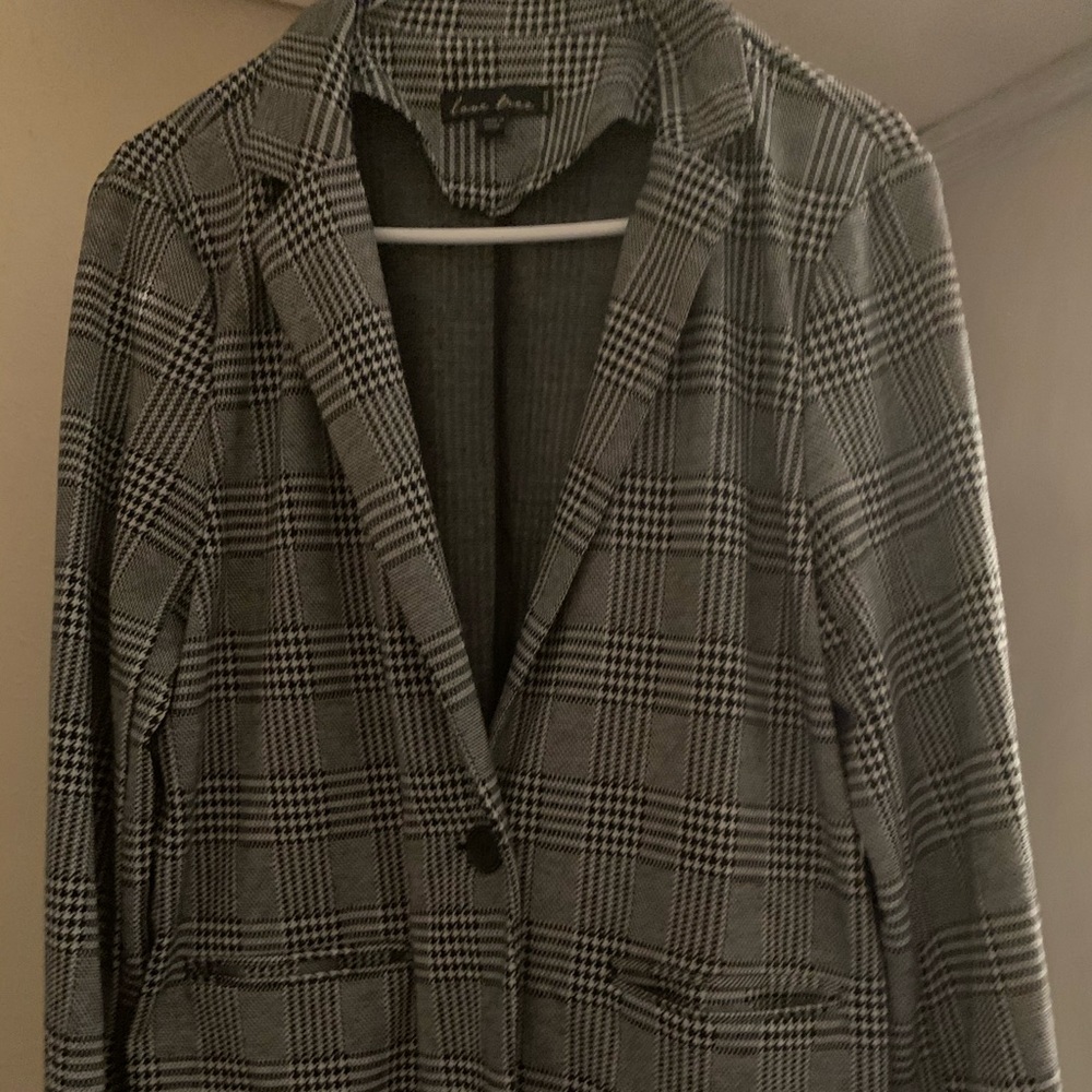 Black plaid oversized blazer